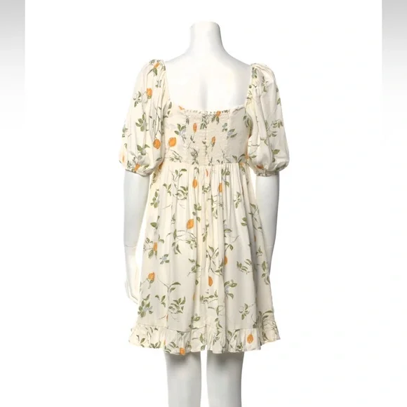 Reformation Lemon Print Puff Sleeve Dress | Bristol in Citron - Picture 5 of 8